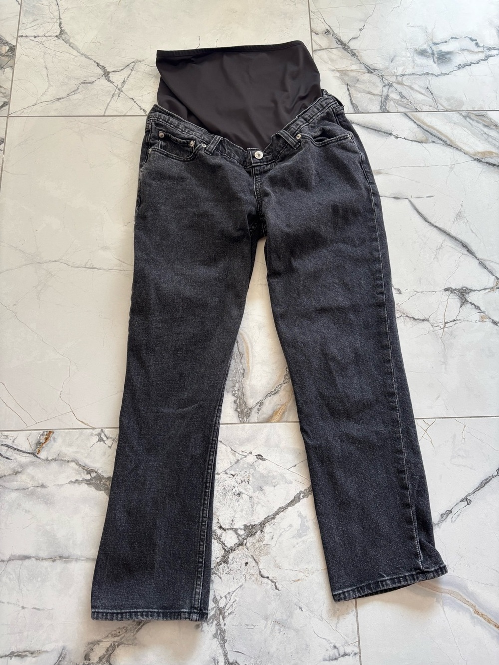 Abercrombie & Fitch Straight-Leg Maternity Jeans in Washed Black
